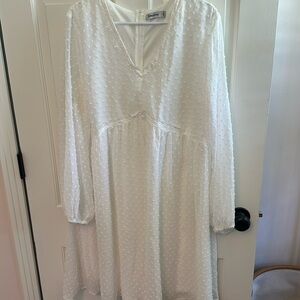 White Swiss Dot Babydoll dress / 2XL
